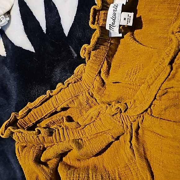 Madewell dark mustard yellow cropped peasant top medium - Picture 7 of 7